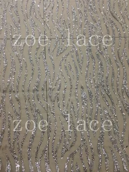 Zoe nėrinių 2019new Afrikos audinio f53#sidabro juostelės, blizgučiai geriausios kokybės 5 metrų akcijų tiulio tinklelio pjovimo bridal vestuvinė suknelė