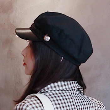 Madingų Nėrinių medvilnės skrybėlę bžūp moterų Atsitiktinis streetwear virvę butas bžūp Elegantiškas, kietas rudenį, žiemą šilta beretė skrybėlę, moteris