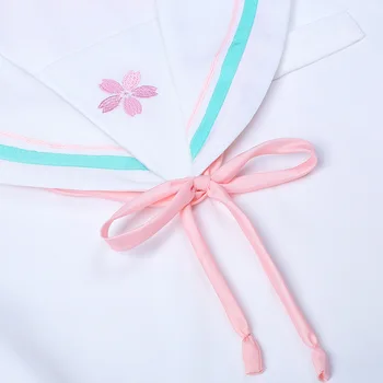 Mokyklos Vienodos Nustatyti Naujus Stiliaus Japonų Mados Elegantiškas Sakura Siuvinėjimo Sailor Kostiumas Kolegijos Vėjo Trumpas Rankovės JK Vienodos