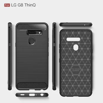 Prabanga Silikono Atveju LG G8 ThinQ Padengti Anglies Pluošto, Minkšta Galinį Telefono Dangtelį LG G8 G 8 ThinQ atsparus smūgiams funda Coque Etui