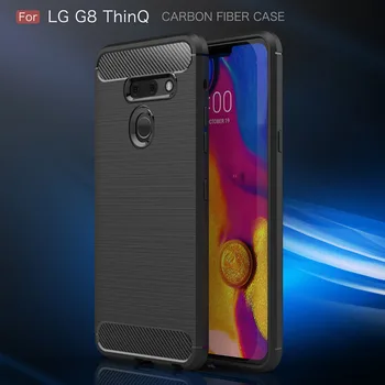 Prabanga Silikono Atveju LG G8 ThinQ Padengti Anglies Pluošto, Minkšta Galinį Telefono Dangtelį LG G8 G 8 ThinQ atsparus smūgiams funda Coque Etui