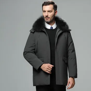 žiemos 2020 žemyn striukė išlaikyti šiltas, naujas, paltai vyras ilgai vidutinio amžiaus tėvas šilti paltai vyrams gobtuvu