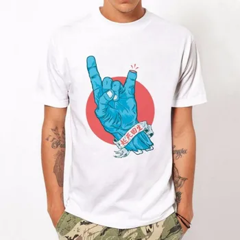 Karšto Pardavimo 2017 pigiausia Žmogus Berniukas Vyrų Cool Dizaino Skaldytų piršto modelio spausdinimo Tee Viršūnes White t-shirt