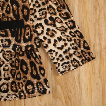 0-5Y Babay Merginos Rudens Žiemos Drabužių Rinkiniai ilgomis Rankovėmis, Leopardas spausdinimui Užtrauktukas Kailis-Line Suknelė Viršūnes Merginos 2 VNT Kompl