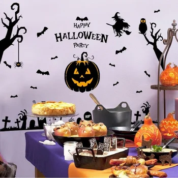 Animacinių filmų Šviesos efektas Helovinas gotikos tapetai, lipdukai Tik 3D Moliūgų galvos sienų dekoro lipdukus vaikai kambario dekoro Helovinas