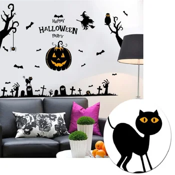 Animacinių filmų Šviesos efektas Helovinas gotikos tapetai, lipdukai Tik 3D Moliūgų galvos sienų dekoro lipdukus vaikai kambario dekoro Helovinas