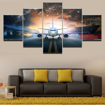 Šiuolaikinio Abstraktaus Aircraftplane Nuotraukas, 5 Vnt Drobė, Tapyba Gyvenimo Kambario Sienos Meno Dekoro Plakato Sistema Modulinė Nuotraukas