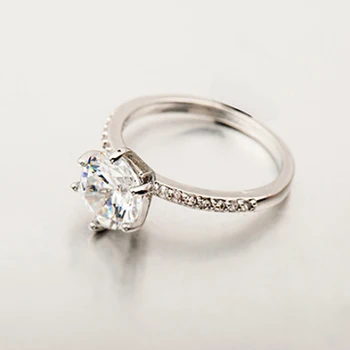 Karšto mados baltas cirkonis moterų sužadėtuvių žiedas elegantiškas klasikinis pajūrio sidabro žiedas crystal populiarus juvelyrikos boutique