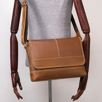 AETOO Retro crazy horse odos vyriškų pečių maišą, odinis rankų darbo krepšys, pirmas sluoksnis odos laisvalaikio krepšys,