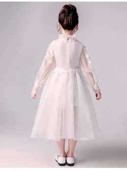 Konkurso Suknelės Mergaitėms Dramblio Kaulo Gėlių Mergaičių Suknelės Ilgomis Rankovėmis Šifono Gėlės Duobute Komunijos Vaikai Vakare Chalatai Vestuvės