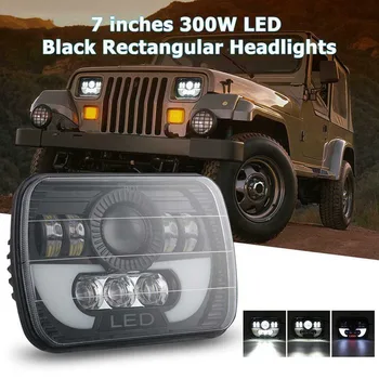 7x6 5X7 300W LED Žibintų Halo DRL Už 86-95 Jeep Wrangler YJ IP67 Automobilių Žibintų Lemputės Priedai