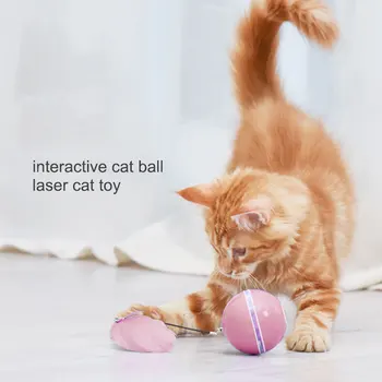 Smart Interaktyvi Katė Žaislas spalvotu LED Savaime Sukasi Kamuolys Su Katžolių Bell Ir Plunksnų Žaislai USB Įkrovimo Cat Kitten Ball Žaislas