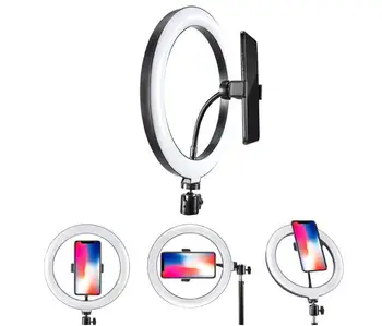 Selens 26cm LED Žiedo Lempos RGB Selfie Šviesos Žiedas su Trikoju Telefono Stovas Fotografijos Ringlight už Tiktok 