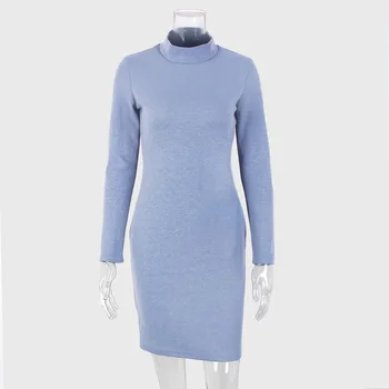 Mėlyna Megzti Megztinis Suknelė Seksualus Bodycon Rudens Žiemos dress 2018 Elegantiškas moteris Tvarstis Bodycon suknelė-megztinis (puloveris)