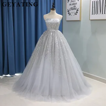 Blizgučiai Sidabro Pilkumo Reljefiniai Kamuolys Suknelė Quinceanera Suknelės 2020 Vestidos De 15 Anos Stebėjimo Kristalų Ilgai Tiulio Saldus 16 Suknelės