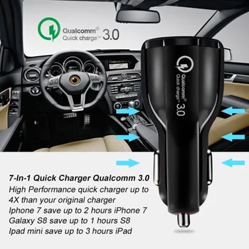 Automobilinis Įkroviklis Greitai Įkrauti 3.0 Dual USB Kroviklis Skirtas BMW E46 Opel Astra 