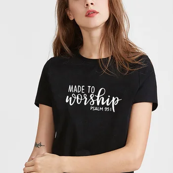 Padaryta Woiship Atspausdinta Marškinėliai Moterims Vasaros Trumpas Rankovės O-kaklo Marškinėlius Moterims Medvilnės Juoda Balta Laisvi Marškinėliai Moterims