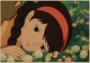 Hayao Miyazaki Vintage retro kraftpopieris pilis danguje padengti plakatas Japonų anime cartoon vaikų kambario plakatai Dalis