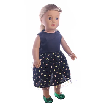 Lėlės Drabužių, Rankų Darbo Lėlės, Juoda Berankovė Princesė Suknelė Tinka 18 Colių American Doll & 43 Cm Born Lėlės Priedai Nauji Drabužiai