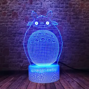 Anime 3D Iliuzija LED Vaikai naktinė lempa Spalvinga Besikeičiančių Miega Šviesos Totoro Animacinių filmų duomenys Žaislai, Kūdikių