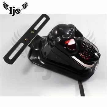 Moto aksesuarų, klasikinių motociklų keitimui kietas juoda kaukolė stabdžių lempų elektrinės transporto priemonės licenciją plokštelės signalo lemputė