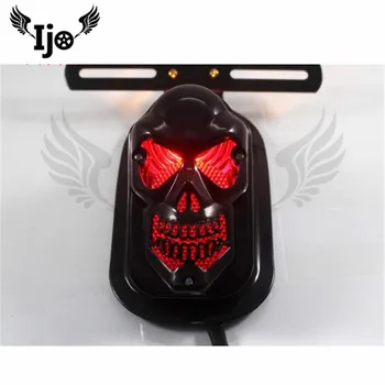 Moto aksesuarų, klasikinių motociklų keitimui kietas juoda kaukolė stabdžių lempų elektrinės transporto priemonės licenciją plokštelės signalo lemputė