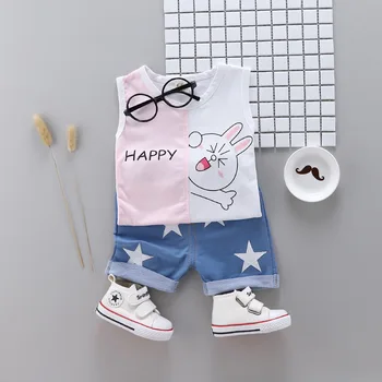 2019 naujas vasaros vaikų kostiumai mados medvilnės vaikams drabužių animacinių filmų triušis kūdikių, mergaičių drabužiai nustatyti kokybės vaikiška mergaitė drabužiai
