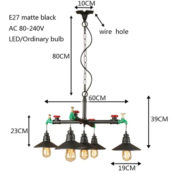 Senovinių Geležies Pramonės Kabo Lempa LED E27 220V 5 šviečia Pakabos Pakabukas Šviesos Virtuvės, Valgomojo, Miegamojo, Viešbučio Salė