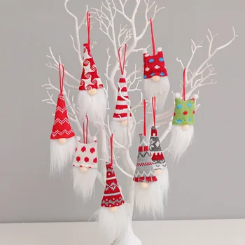 Mažas Pakabukas Kalėdų Dryžuota Kepurė Beveidis Gnome Santa Lėlės Pakabukas Šiaurės Gnome Žemės Dievas Lėlės Kalėdų Eglutės Kabo Dekoro