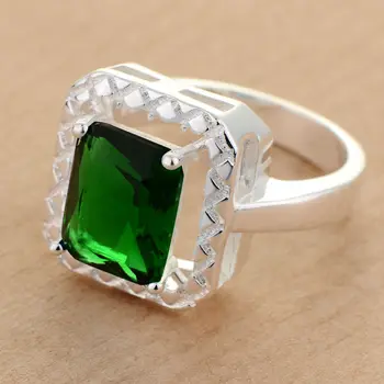 Elegantiška žalia cirkonis vestuvių Didmeninė 925 papuošalai sidabro padengtą žiedas ,papuošalų mados Žiedas Moterims, /SYXRGNMY GLAWVEFW