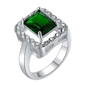 Elegantiška žalia cirkonis vestuvių Didmeninė 925 papuošalai sidabro padengtą žiedas ,papuošalų mados Žiedas Moterims, /SYXRGNMY GLAWVEFW