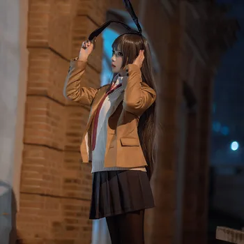 Anime Seishun Buta Yarou Wa Bunny Mergina Senpai No Yume Wo Minai Sakurajima Mai Mokyklos Vienodą Aprangą Cosplay Kostiumų Šalis