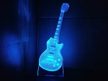 Gitara 3d Naktį, Šviesos, Muzikos Instrumentai Stalo Lempa 7 Spalvų 3D LED USB 3D Naktiniai staleliai, Lempa Namų Miegamojo Puošimas Vaikams Žaislas Dovana