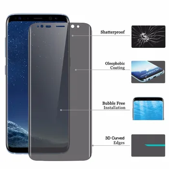 Stabdžių Privacy Screen Protector 10D Pilnas draudimas Atveju, Draugiškas Grūdinto Stiklo Plėvelė Samsung Galaxy S10 S8 S9 Plus Pastaba 10plus 9 8