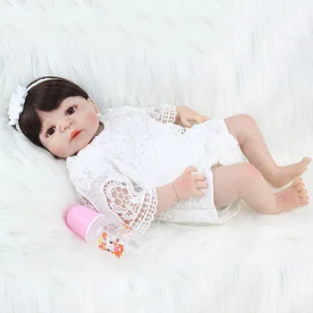 55cm Full Body Silikono Reborn Baby Lėlės Žaislas 22inch Naujagimių Princesė Babie Gyva Lėlė su Kiaulių Žaislas Cute Girl Brinquedos Bonecas