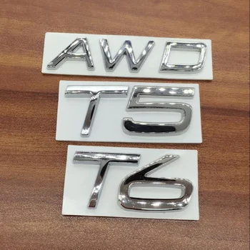 1pcs 3D metalo T5 T6 AWD laišką automobilių, sunkvežimių, lipdukai, emblemos, Badge 