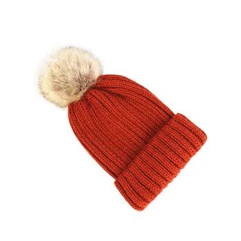 Vilnonių skrybėlę moterų rudenį ir žiemą imitacija meškėnas fox plaukų kamuolys tėvų-vaikų apsidraudimo megzta kepurė vaikams tirštėti šiltą rudenį