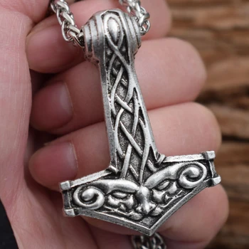 SanLan 12pcs Skandinavų Thors Plaktukas Karoliai Viking runos Mjolnir Papuošalai, Amuletas Wiccan pakabukas Mitologija