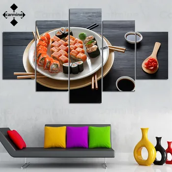 Japonų Maisto Suši Drobės Tapybos Hd Maisto Nuotraukos Sienos Plakatą, Lašišos Ikrai Plakatas ir Spausdinimo Apdailos Namų Interjero Virtuvė