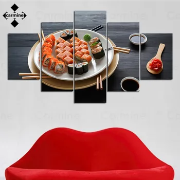 Japonų Maisto Suši Drobės Tapybos Hd Maisto Nuotraukos Sienos Plakatą, Lašišos Ikrai Plakatas ir Spausdinimo Apdailos Namų Interjero Virtuvė