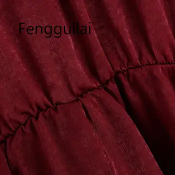 FENGGUILAI 2019 Domino Suknelės Moterų Mados Kietas Šilko Tekstūra Suknelė Moterims, Elegantiškas V Kaklo Mini Suknelės Moterų Ponios Raudona