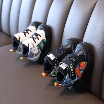 Nauja vaikų medvilnės batai plius aksomo sustorėjimas kūdikio batai trumpi batai berniukams sportiniai bateliai mergaitėms šiltas batai