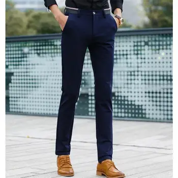 Men-formal-pants-classic-pleated-front-long-dress-pants-regular-fit-mens-dark-grey-straight-trousers-of-suits-cotton-navy