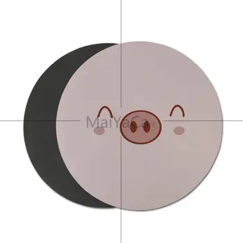 MaiYaCa rožinė kiaulė veido Anti-Slip Patvarus Gumos Computermats Gumos anime Pelės mygtukai kompiuterinio Žaidimo Tablet Apvalus Kilimėlis