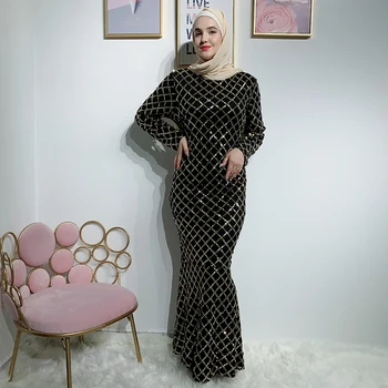 Musulmonų Vakaro Suknelės Rudenį 2020 M. Dubajaus Pledas China Maxi Mermaid Dress Juoda Slim Turkija, Arabų Maroko kaftan Islamo Apranga