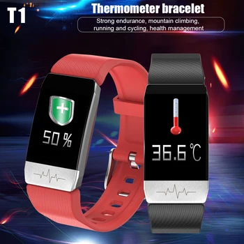 Stebėti Smart Watch Muzikos Valdymo Sport 2020 Apyrankę T1 Fitness Tracker Kūno Temperatūra Vyrai Moterys Smart Apyrankė 