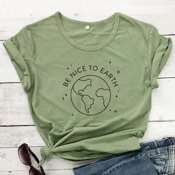 Bus Malonu Į Žemę T-shirt Estetinio Pobūdžio Įkvėpė Veganų Viršūnes Tees Mielas Moterų Grafinis Išgelbėti Planetą Aplinkos Marškinėlius