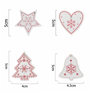 30pcs/daug 5cm Kalėdų Mediniai Ornamentu Balta Raudona Širdis Star Medžio, Medinių Kabo Pakabukas Naujųjų Metų Šaliai Kalėdų Medžio Apdaila