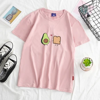 Mielas Avokado Veganų Bun t-shirt Harajuku moterų hip-hop ulzzang korėjos stiliaus Animaciją spausdinti mergaičių Vasaros mados tee