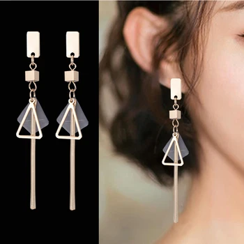 Korėjos Naujas Ilgą Pareiškimą, Geometrinis Trikampis Kutas Tabaluoti Lašas Auskarai Moterims Earings Bižuterijos